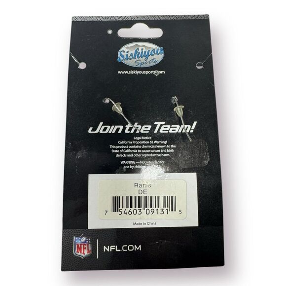 NFL Los Angeles Rams Dangle Earrings featuring Rams Shiny New - Picture 3 of 3